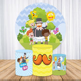 Aperturee Lovely Cartoon Family Outdoor Spring Circle Backdrop Kit